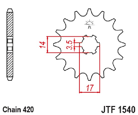 Ritzel, 14 Zähne, Teilung 420