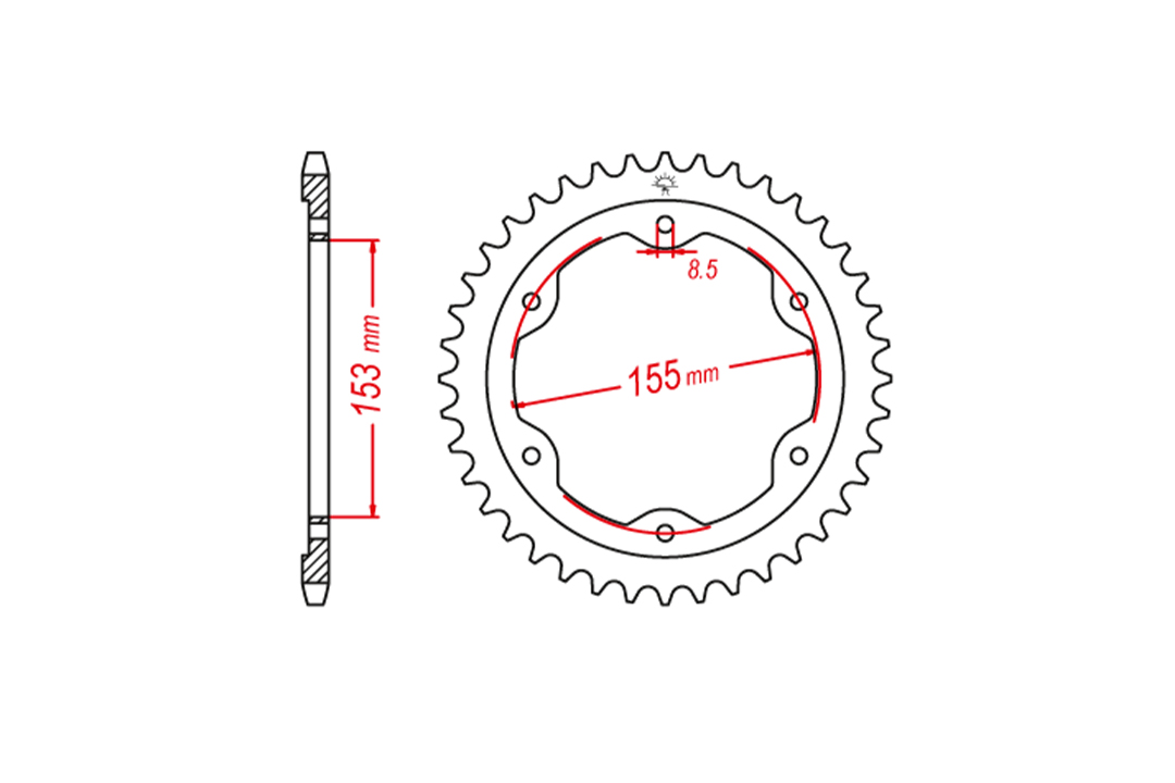 Kettenrad, 38 Zähne, Teilung 525, schwarz