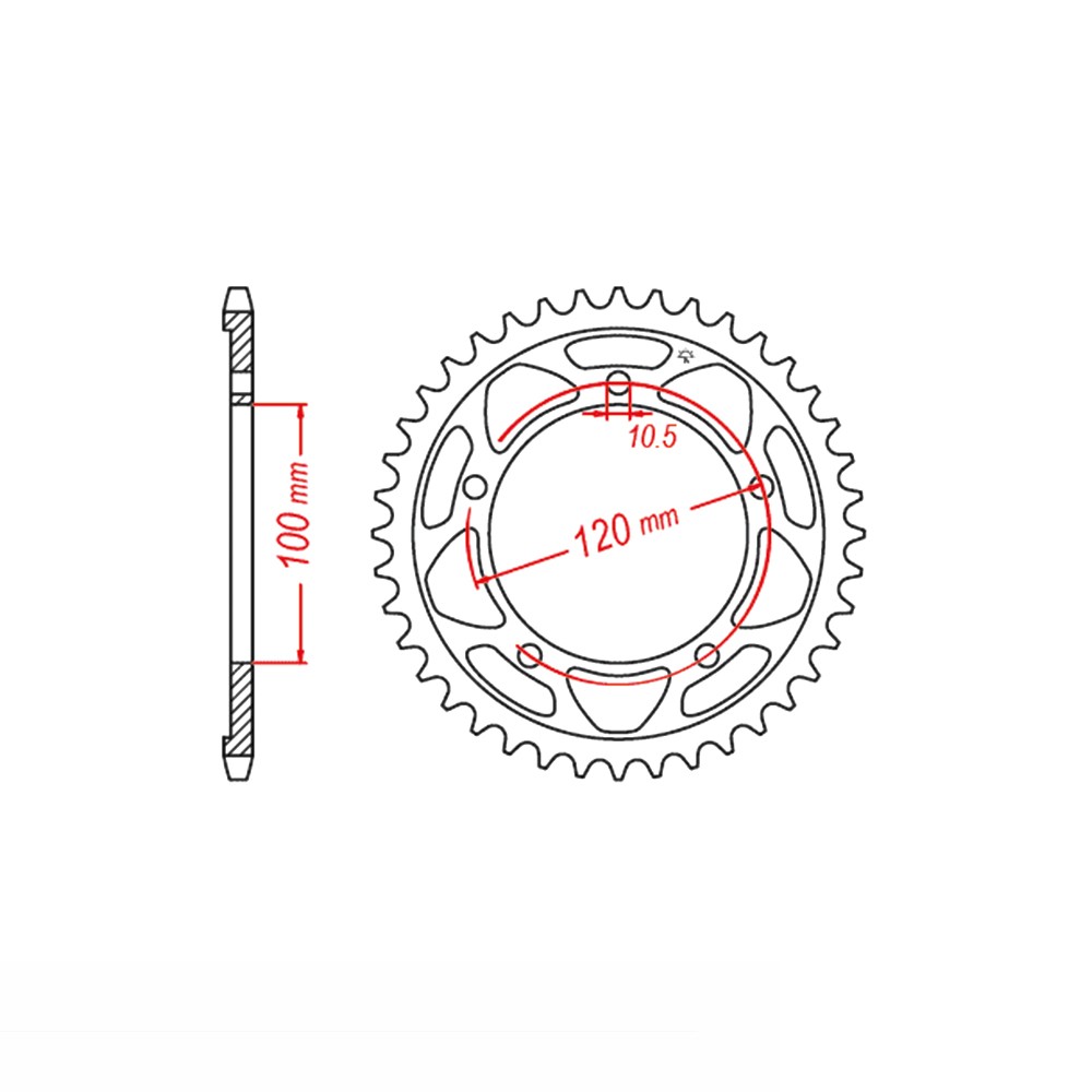 Kettenrad, 42 Zähne, Teilung 525