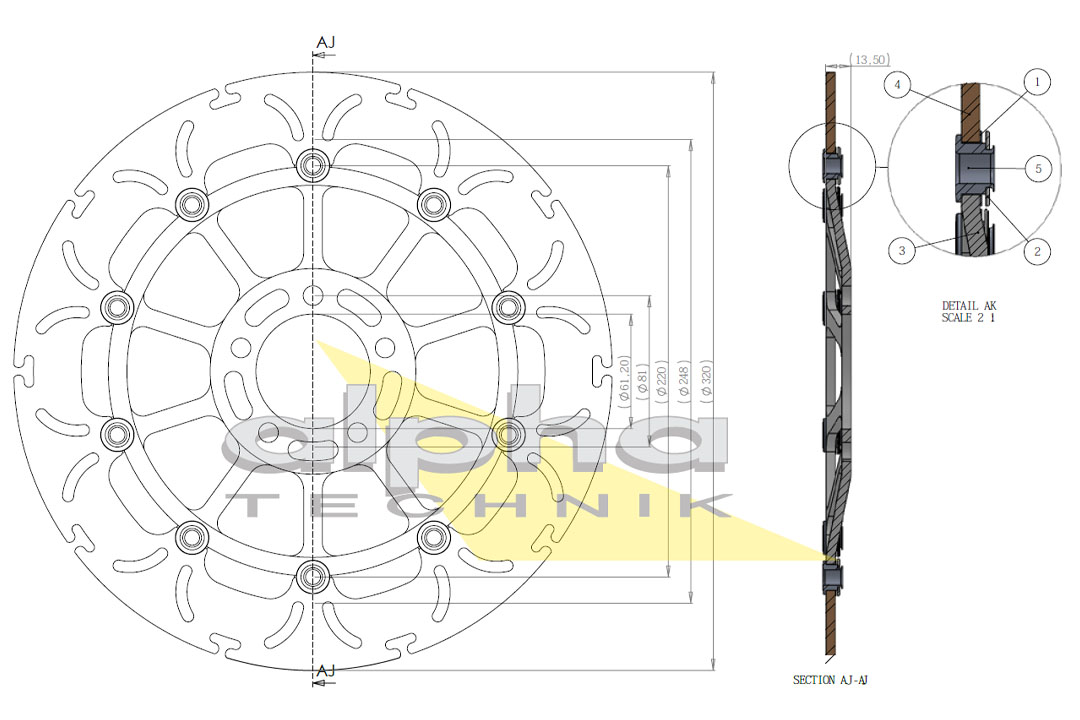 alpha Technik Bremsscheibe ABD33 schwimmend
