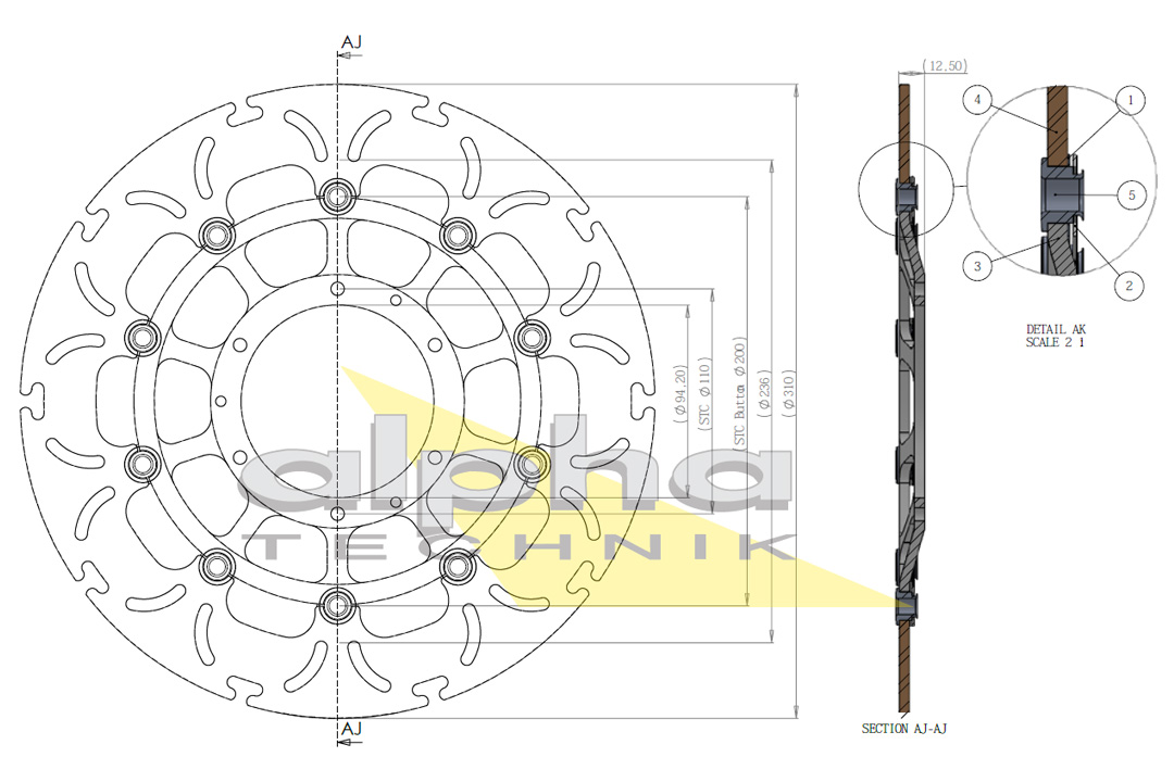 alpha Technik Bremsscheibe ABD33 schwimmend