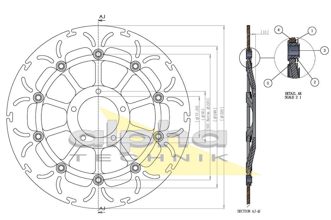 alpha Technik Bremsscheibe ABD33 schwimmend