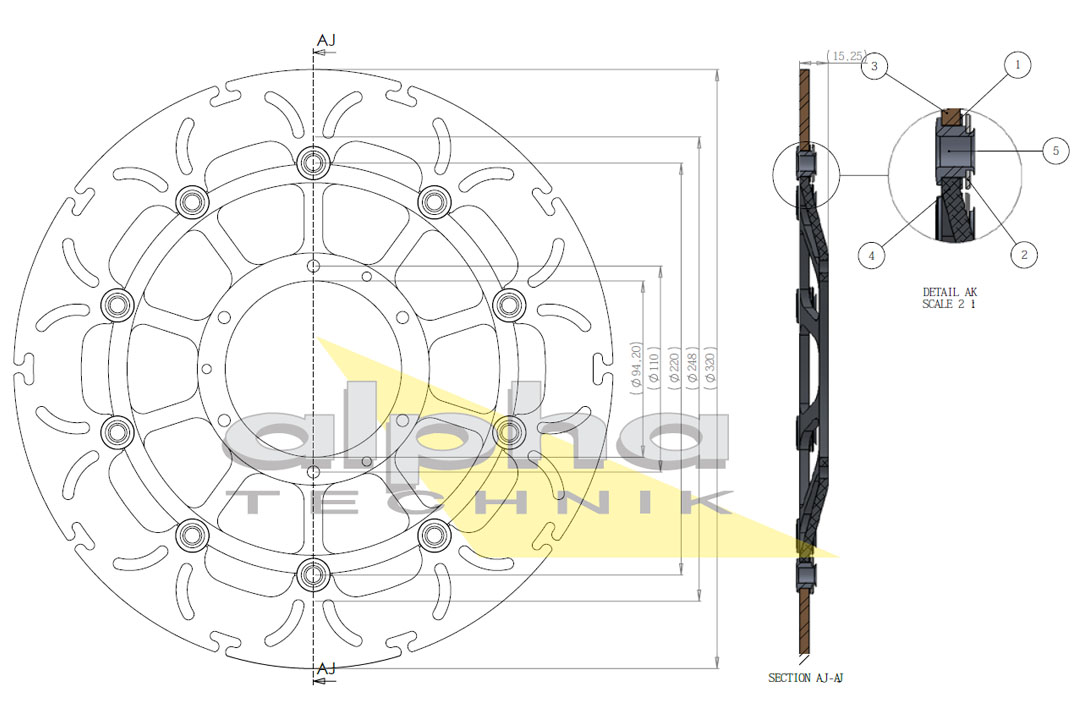 alpha Technik Bremsscheibe ABD33 schwimmend