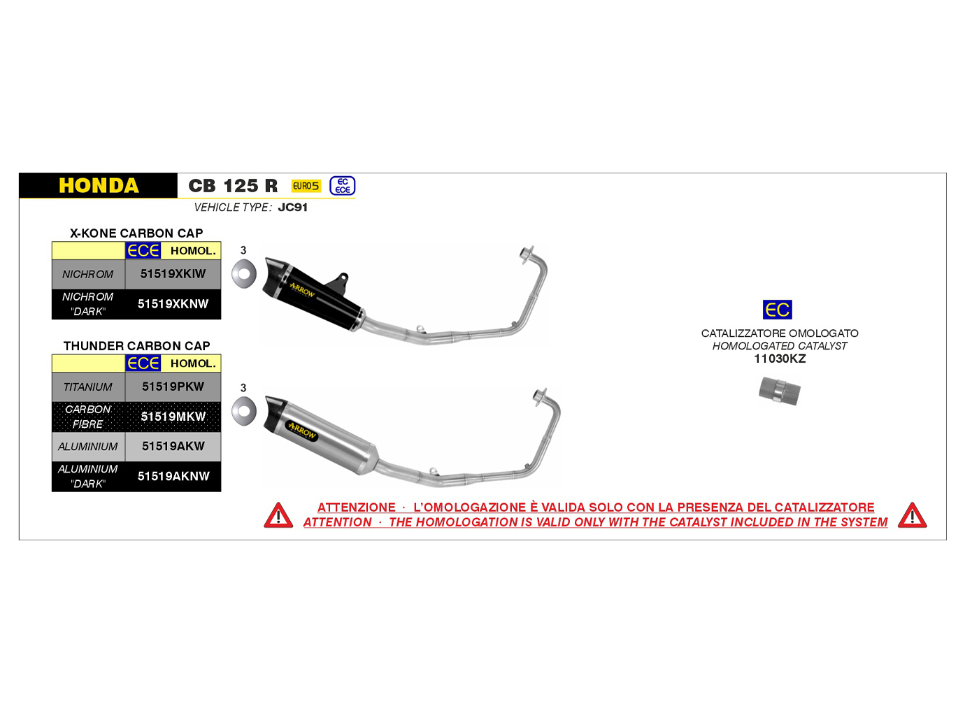 ARROW X-KONE DARK Honda CB125R 2021-