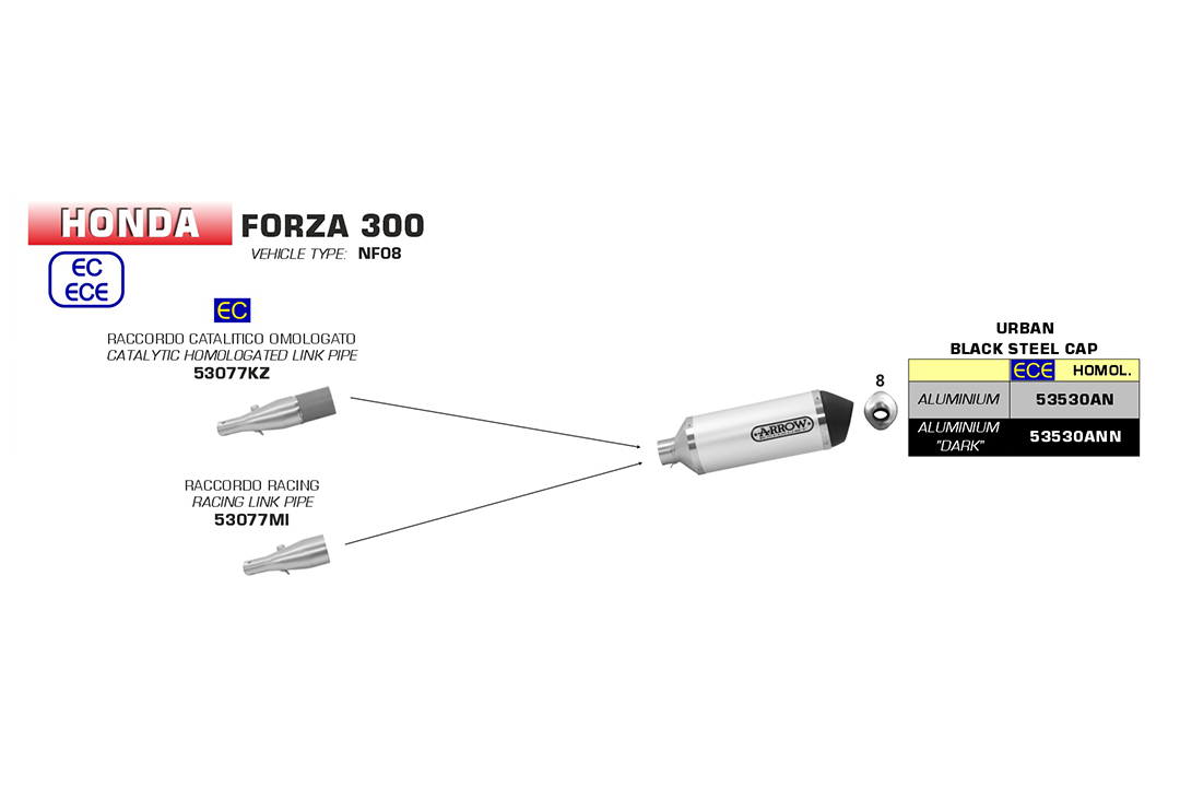 ARROW Zwischenrohr Honda Forza 300 18- Edelstahl