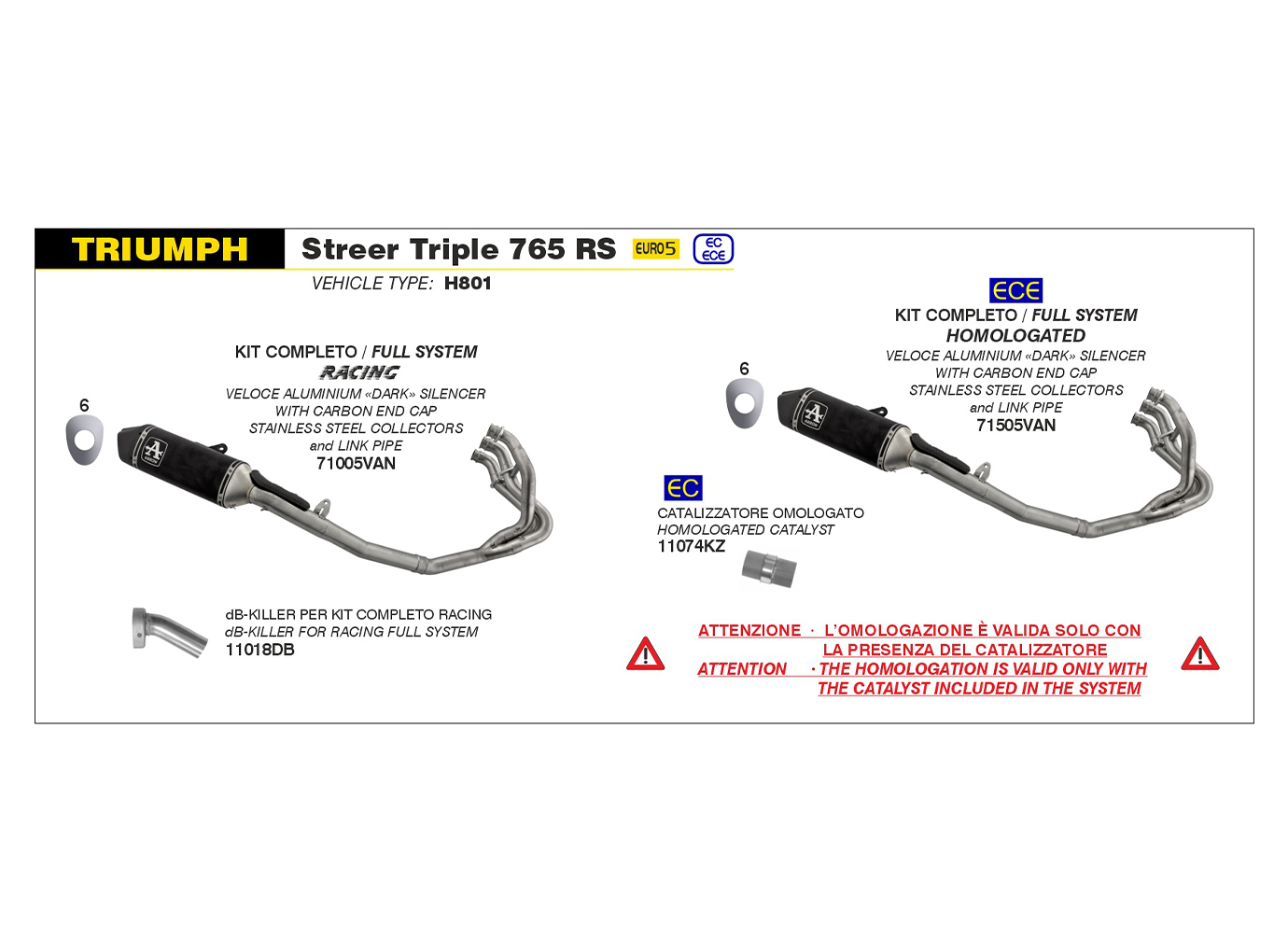 ARROW Full System Racing Triumph Street Triple 765
