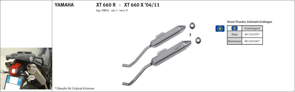 ARROW THUNDER-Paar XT660R/X DM01 04- Alu