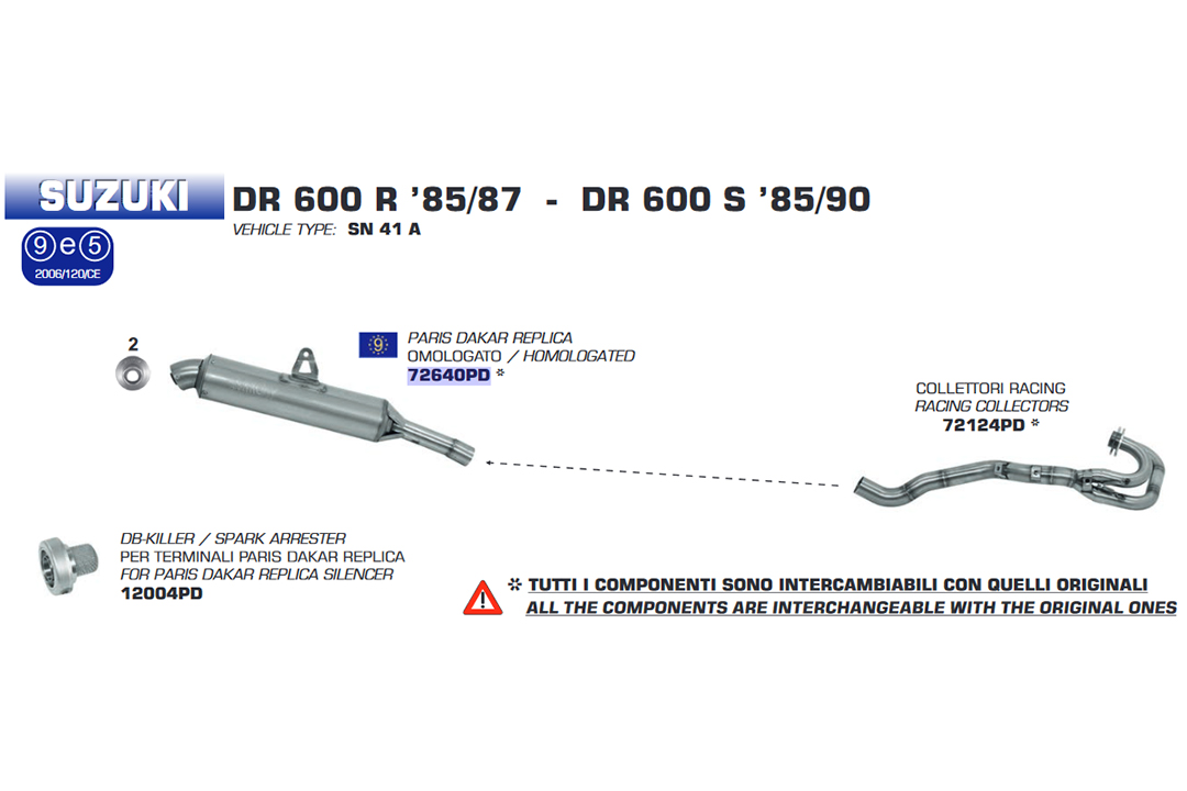 ARROW PD REPLIKA DR600R 1985- Edelstahl