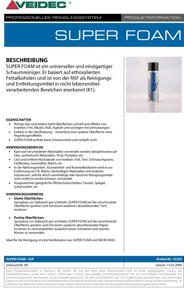 VEIDEC - Schaumreiniger "Super Foam 89"