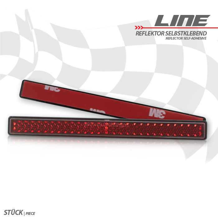 Reflektor Line | rechteckig | rot | mit Rand
