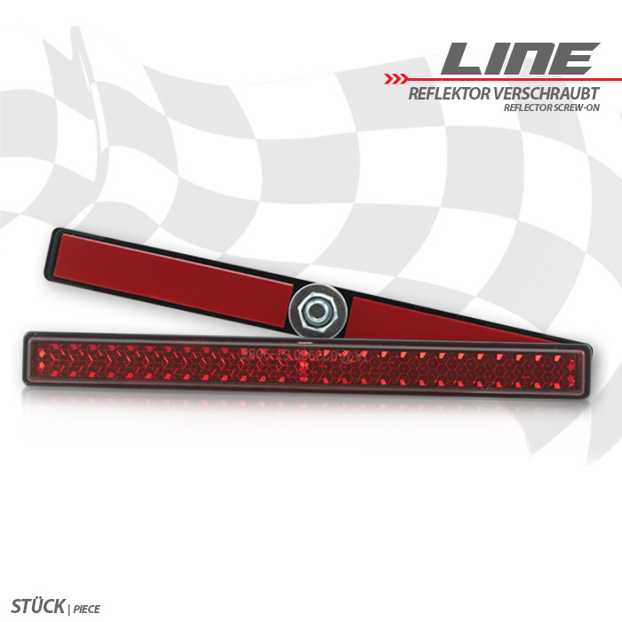 Reflektor Line | rechteckig | rot | mit Rand
