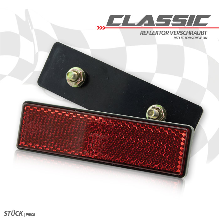 Reflektor Classic | rechteckig | rot | mit Rand