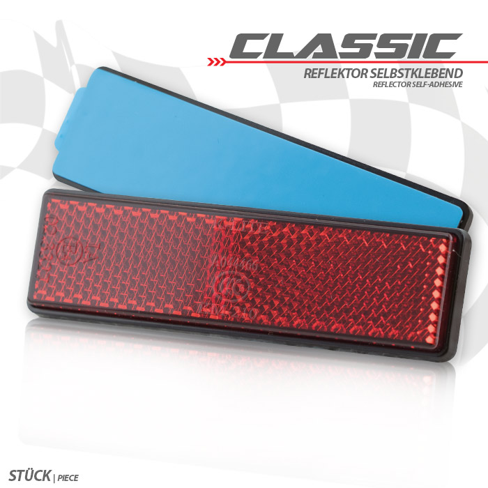 Reflektor Classic | rechteckig | rot | mit Rand