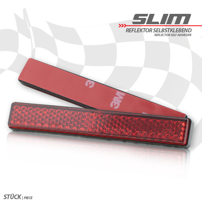 Reflektor Slim | rechteckig | rot | mit Rand