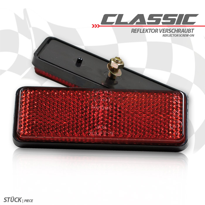 Reflektor Classic | rechteckig | rot | mit Rand