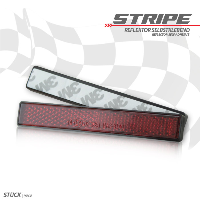 Reflektor Stripe | rechteckig | rot | mit Rand