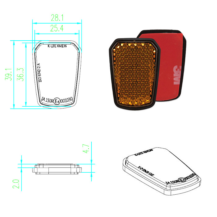 Reflektor Shield | trapezform | gelb