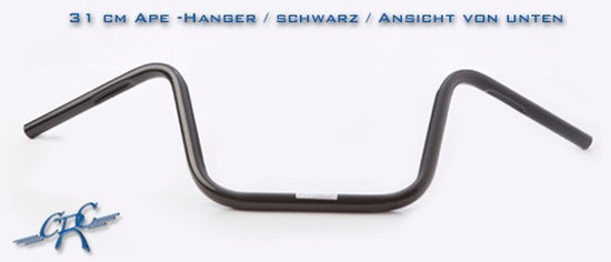 1 Zoll-Lenker Ape Hanger | schwarz/Kerbe