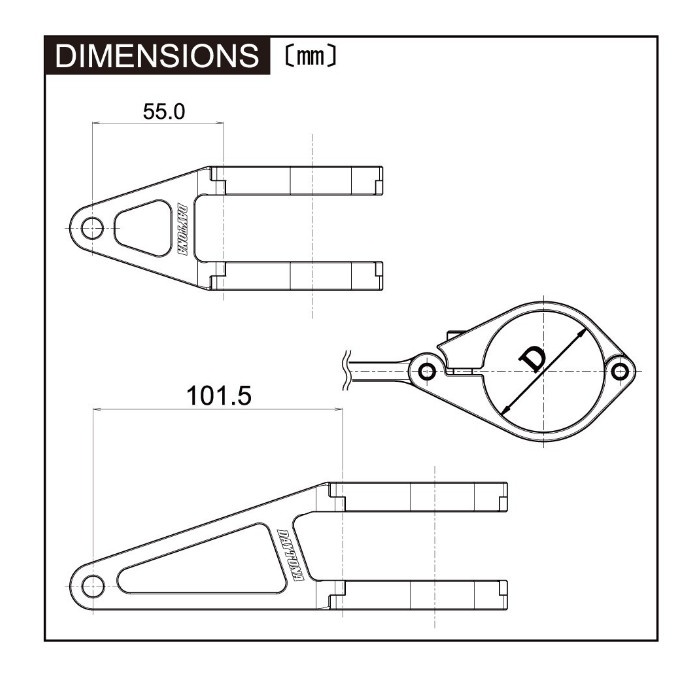 CNC-Lampenhalter-Set | schwarz | kurz | 49mm