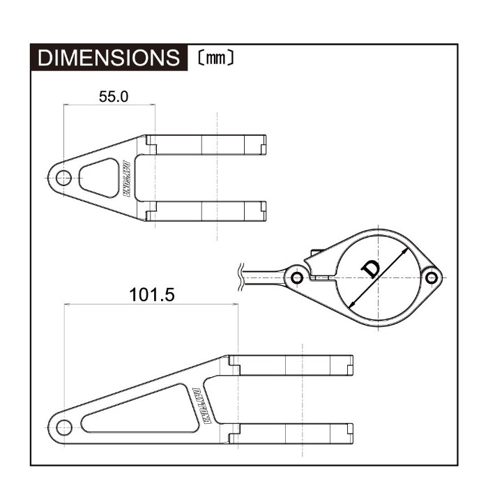 CNC-Lampenhalter-Set | lang | schwarz | 35 mm