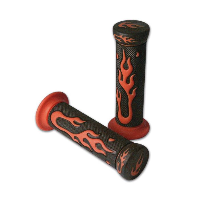 Griffe ATV Gummi Flame, schw.-rot, geschl, 22mm