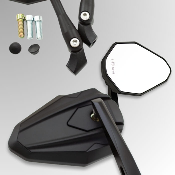 Lenkerspiegel HERO | ALU | schwarz | M10-R/L