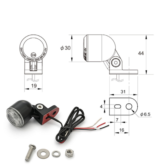 LED-Rücklicht D-Tail | Alu | schwarz | Ø=30mm