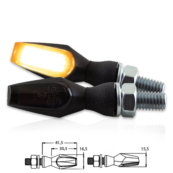 COB-Blinker SHIELD | Alu | schwarz | M8