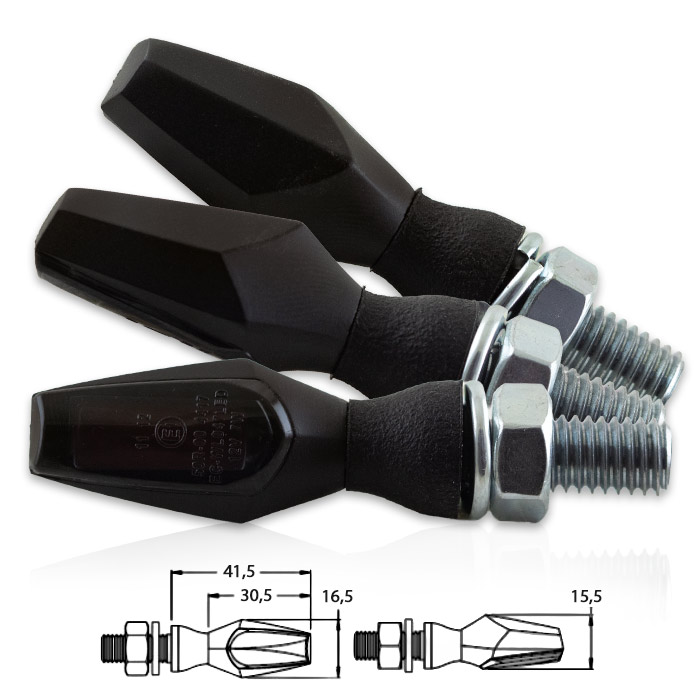 COB-Blinker SHIELD | Alu | schwarz | M8