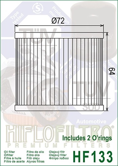 Hiflo Ölfilter HF133, mit Dichtung,