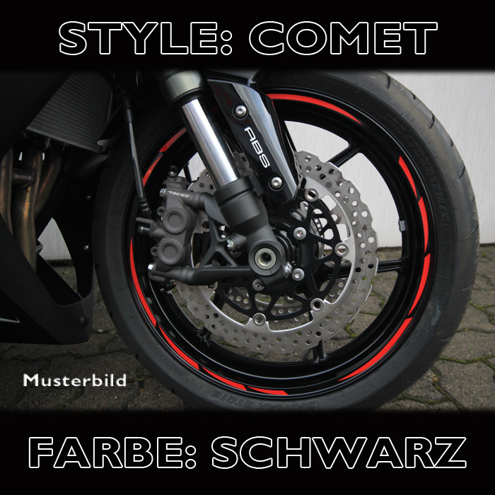 Felgenrandaufkleber Comet | schwarz | 7mm