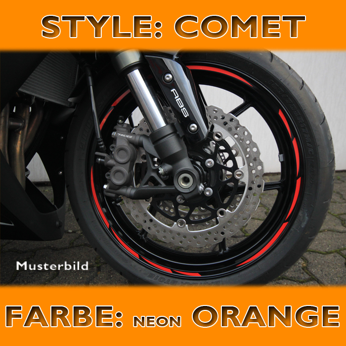 Felgenrandaufkleber Comet | neon-orange 7mm