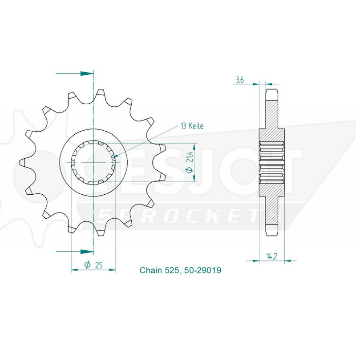 Ritzel 50-29019-14, 14Z - 525