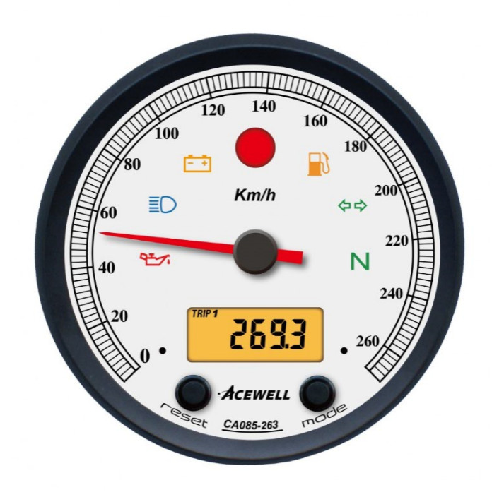 ACEWELL | Analog Tacho 260 Km/h | Digital DZM