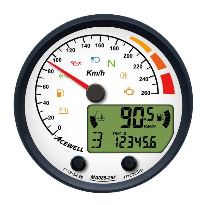 ACEWELL | Analog Tacho 260 Km/h | Digital DZM