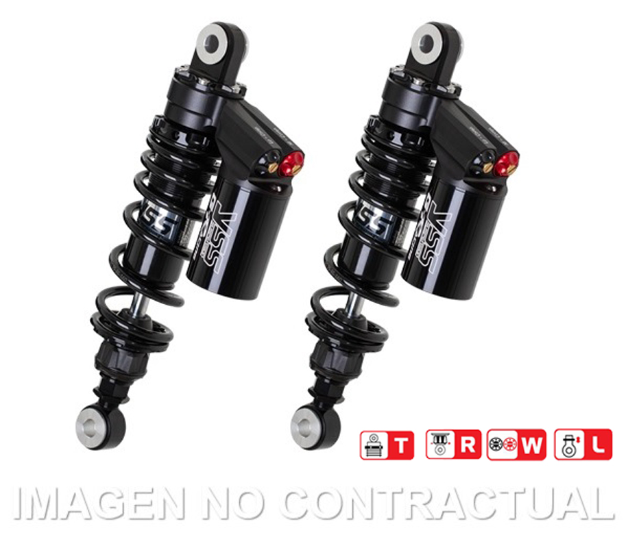 Federbein G362-Serie Stereo hinten Black Edition passend für Harley Davidson XL 883 N (09-18), XL 1200 X4 RG362-290TRWL-15-B