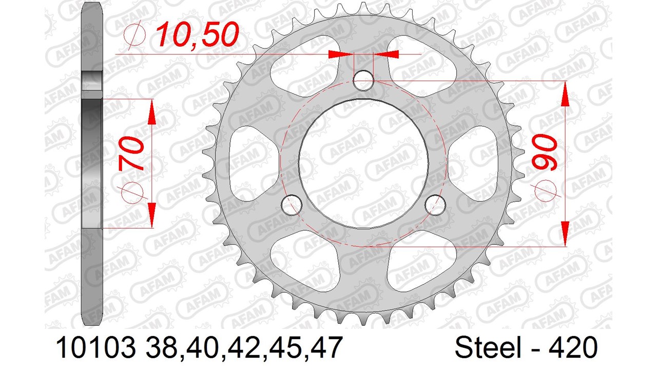 AFAM Kettenrad Stahl Standard - 420