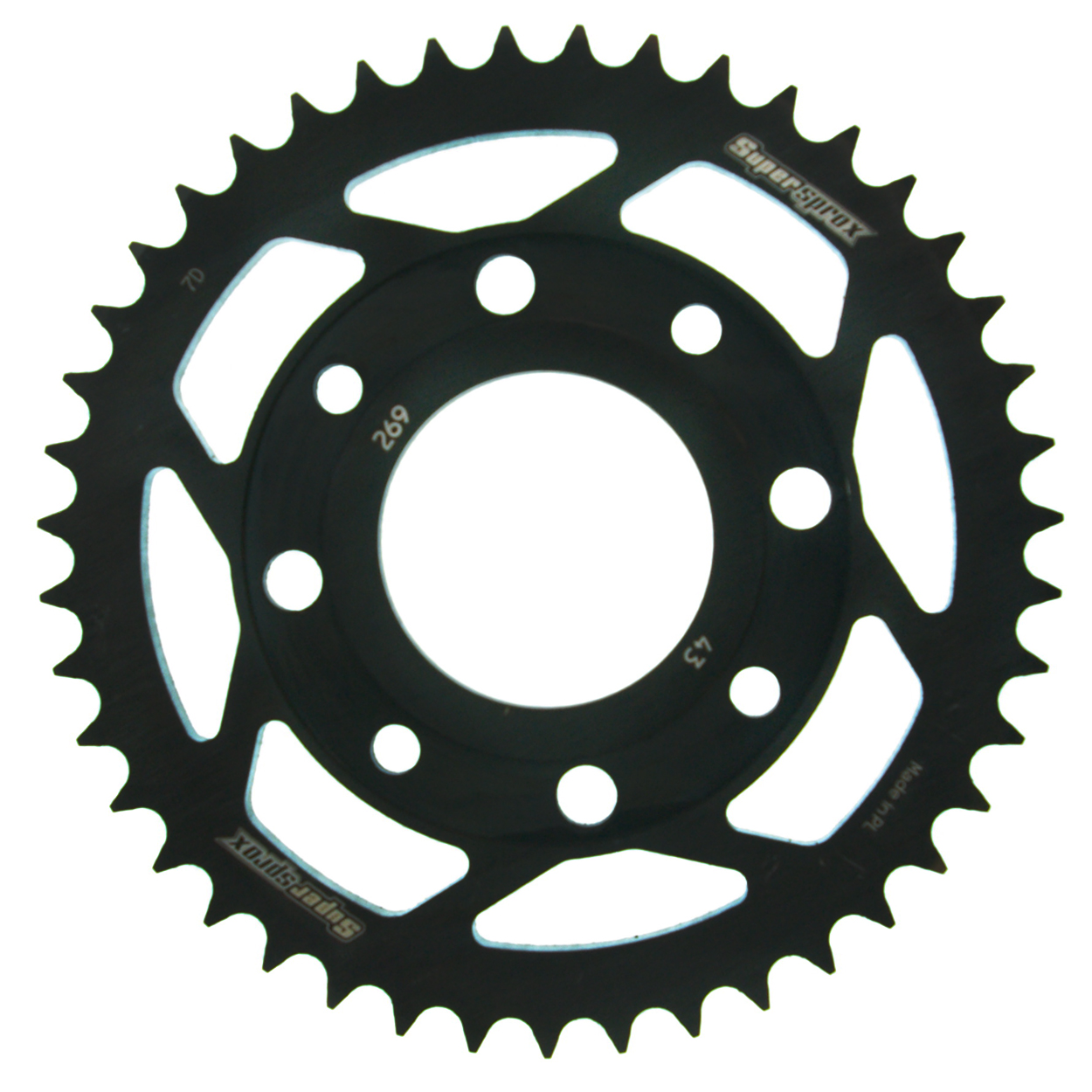 Stahl-Kettenrad Supersprox 428 - 43Z (schwarz) RFE-269:43-BLK|ID 58,0 LK 90,0 4-Loch/4-Loch
