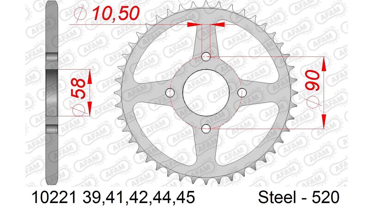 AFAM Kettenrad Stahl Standard - 520