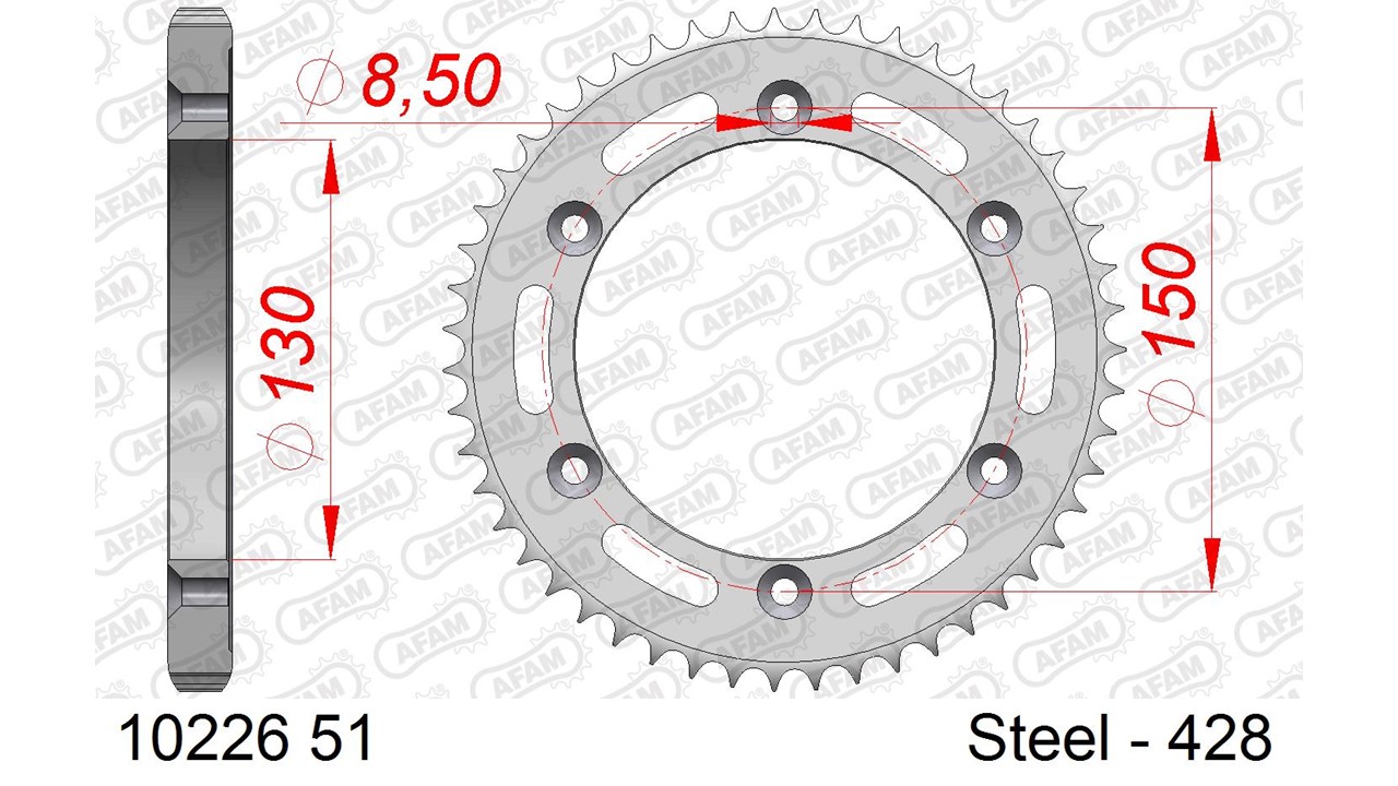 AFAM Kettenrad Stahl Standard - 428