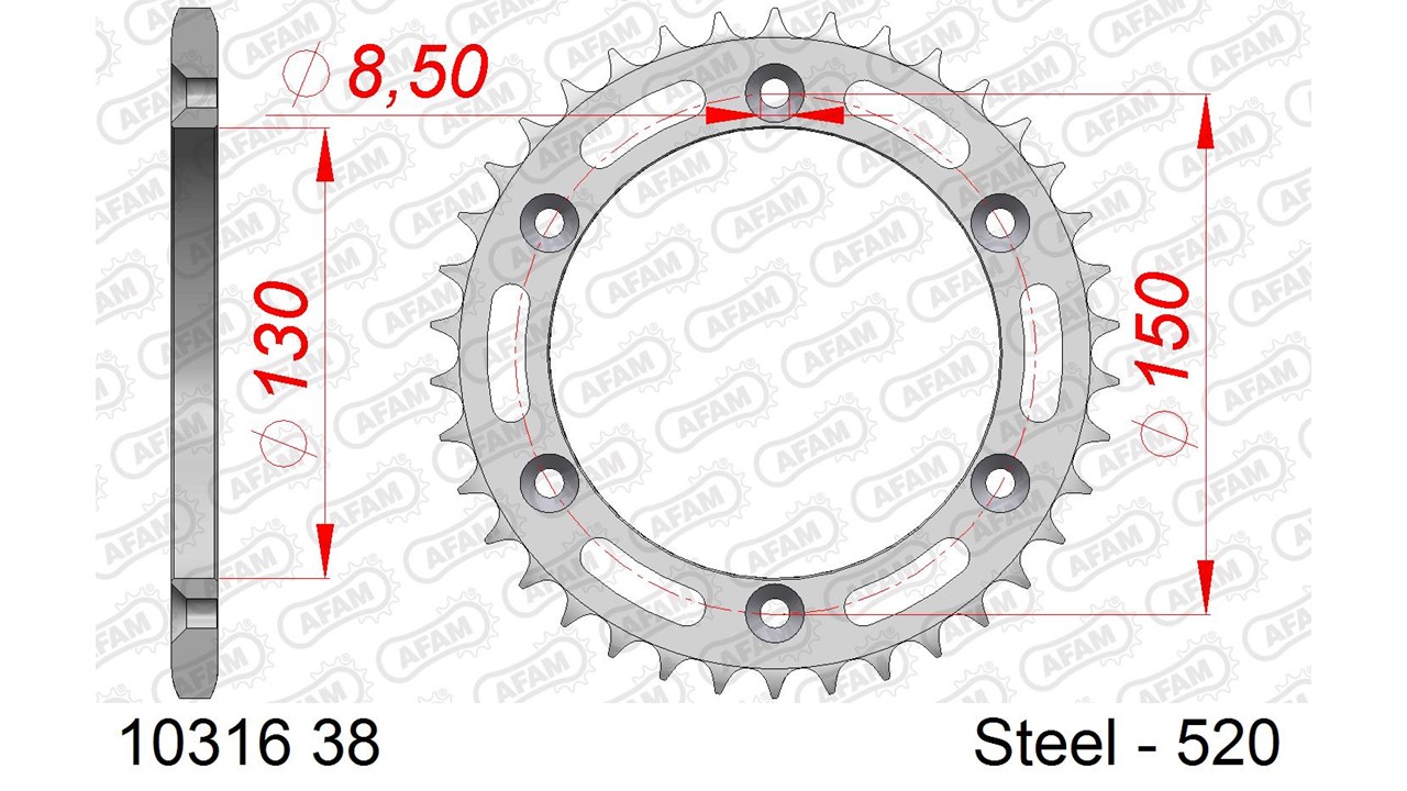 AFAM Kettenrad Stahl Standard - 520