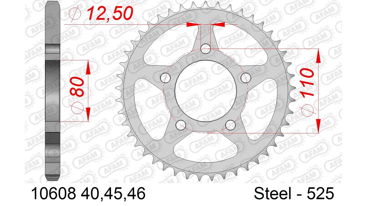 AFAM Kettenrad Stahl Standard - 525