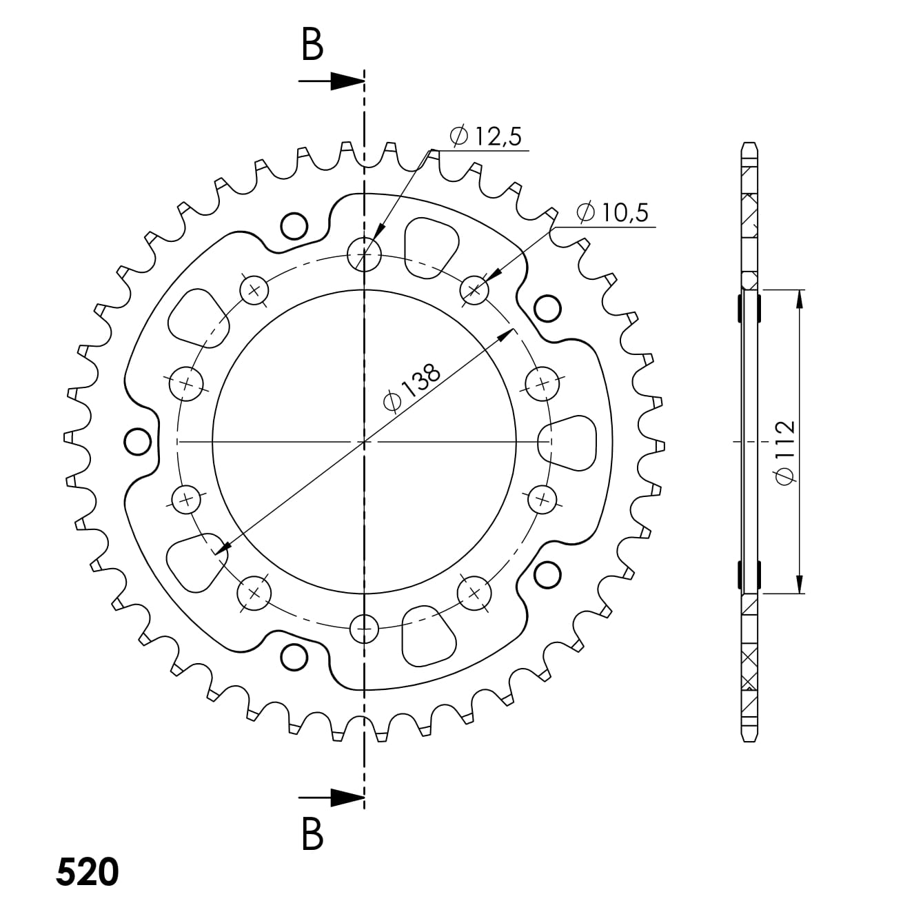 Stealth-Kettenrad Supersprox 520 - 41Z (rot) RST-1303:41-RED|ID 112,0 LK 138,0 5-Loch/5-Loch