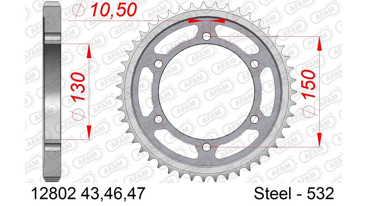 AFAM Kettenrad Stahl Standard - 532
