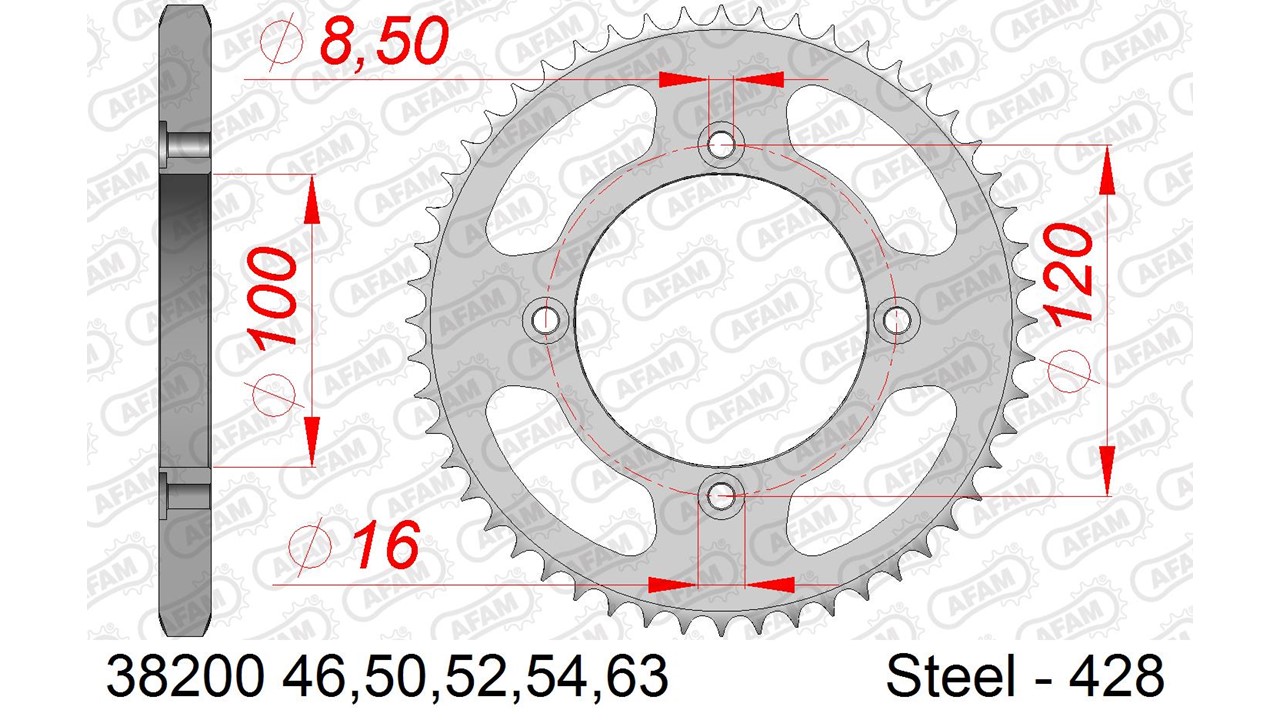 AFAM Kettenrad Stahl Standard - 428