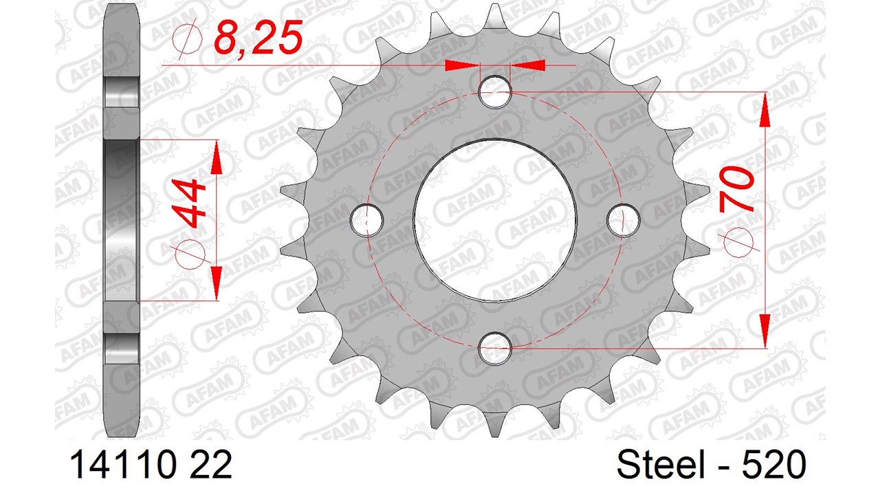 AFAM Kettenrad Stahl Standard - 520