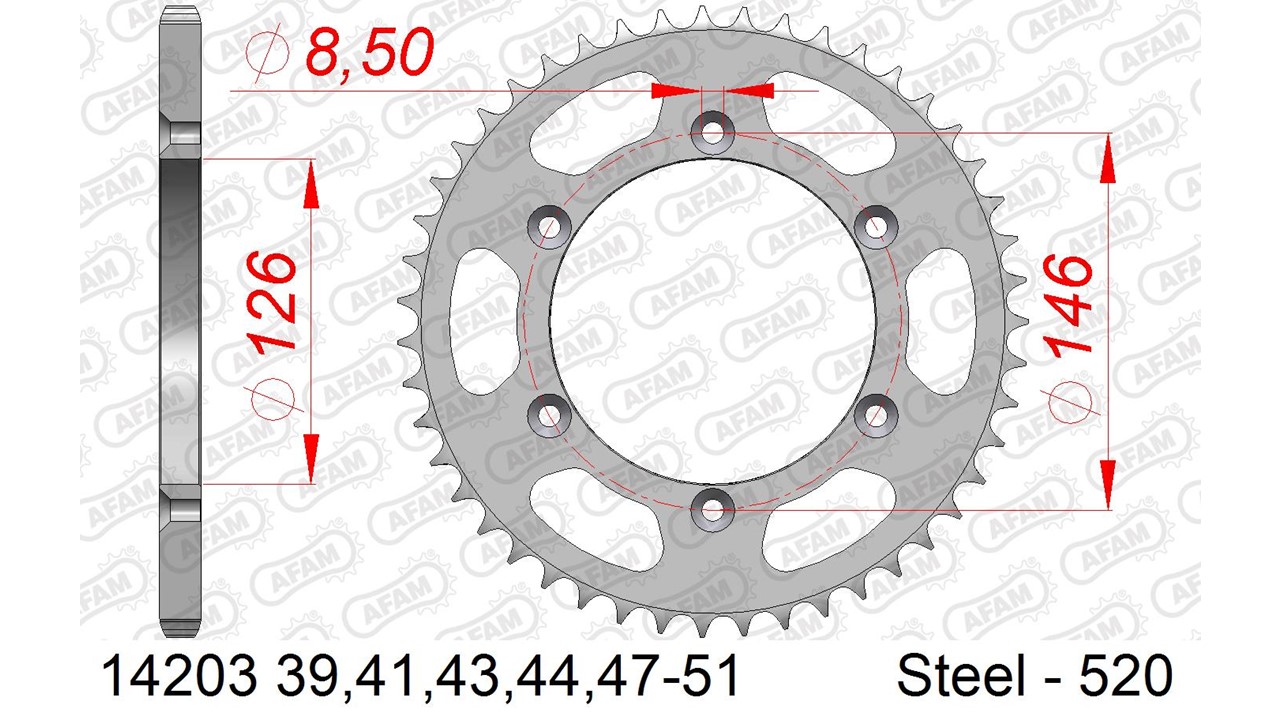 AFAM Kettenrad Stahl Standard - 520