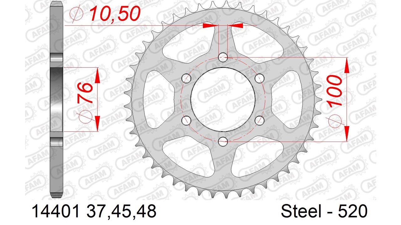 AFAM Kettenrad Stahl Standard - 520