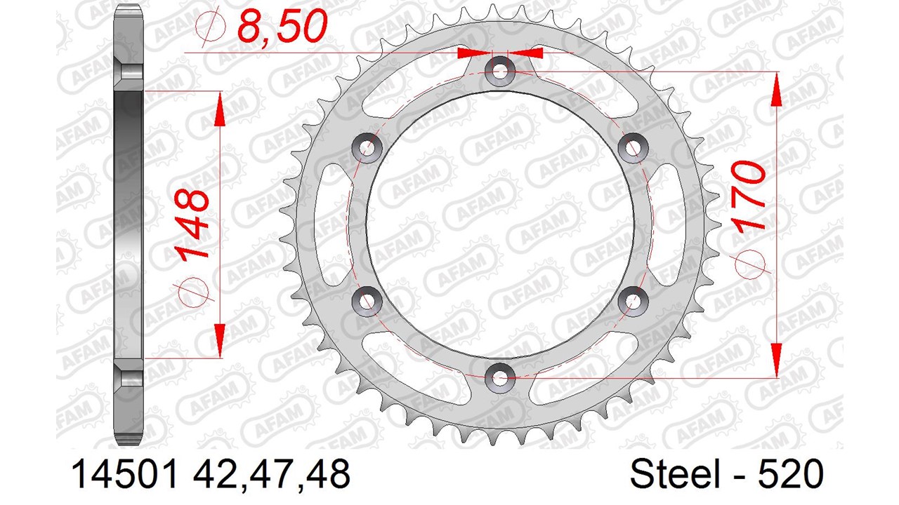 AFAM Kettenrad Stahl Standard - 520