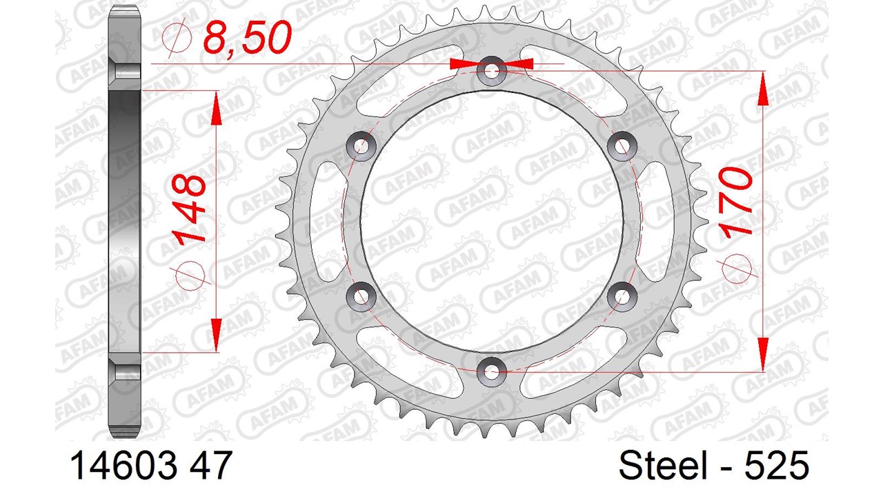 AFAM Kettenrad Stahl Standard - 525